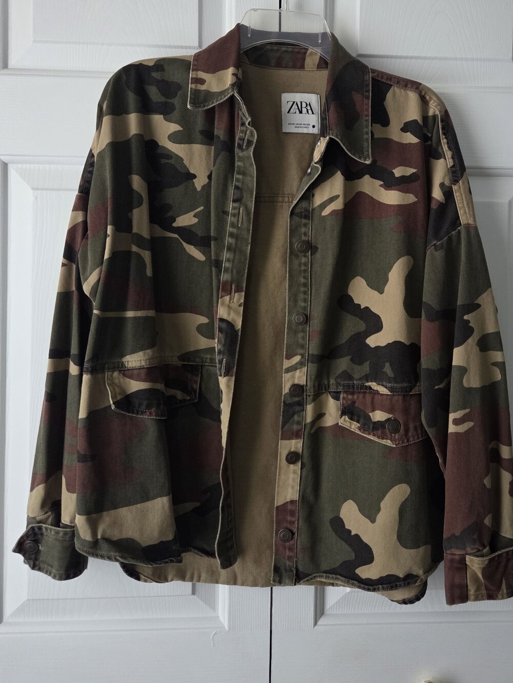 ZARA Camouflage Field Jacket in Green and Brown